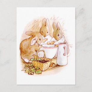 Carte Postale Beatrix Potter, Lapins, Bowl & Milk Pitcher