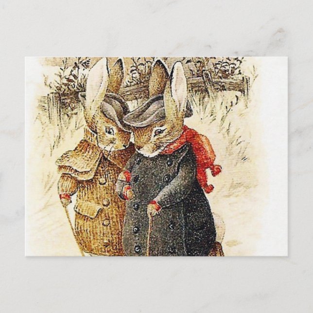 Carte Postale Beatrix Potter - Peter Rabbit Walk d'hiver (Devant)
