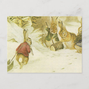 Carte Postale Beatrix Potter - Quatre Lapins Dans La Neige