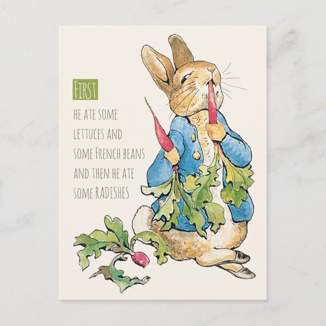 Carte Postale Beatrix Potter Rabbit gorging sur radis CC1115 (Devant)