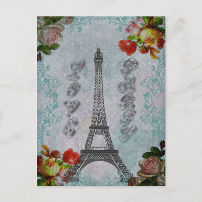Carte Postale Beau Amour vintage Paris Tour Eiffel (Devant)