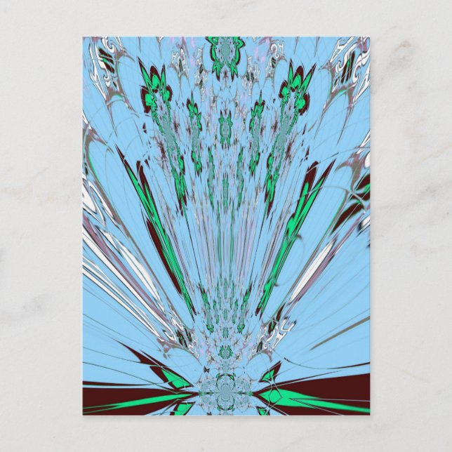 Carte Postale Beau Aqua Bleu Extraordinaire Motif Art Floral (Devant)