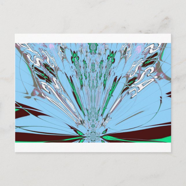 Carte Postale Beau Aqua Bleu Extraordinaire Motif Art Floral (Devant)