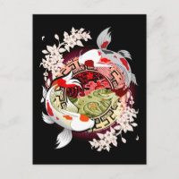 Beau bel art japonais fleur poisson koi