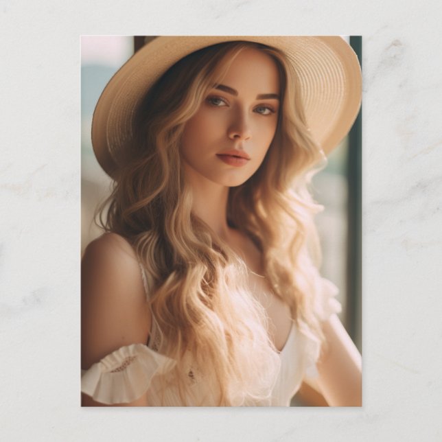 Carte Postale Beau blond en rose (Devant)