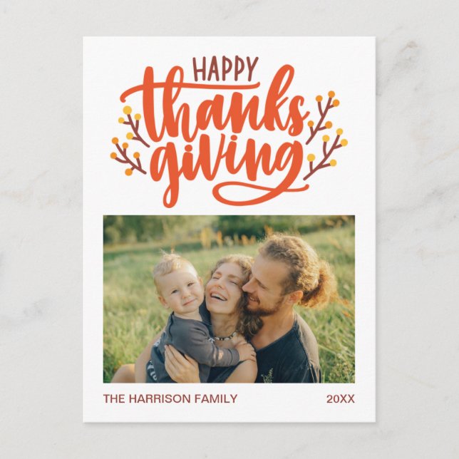 Carte Postale Beau Bon thanksgiving de calligraphie Photo (Devant)