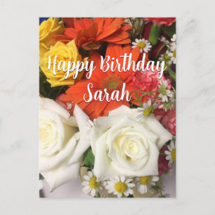 Carte Postale Beau Bouquet de fleurs sur mesure Joyeux anniversa