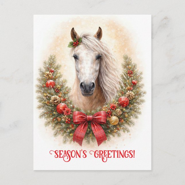 Carte Postale Beau cheval Joyeux Noël Saison Fêtes (Devant)