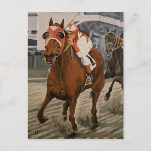 Carte Postale Beau cheval ravit les propriétaires en course clas