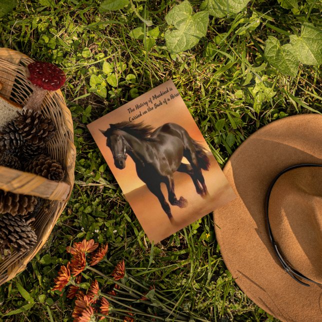 Carte Postale Beau Cheval Sur Orange Sunrise (Créateur téléchargé)