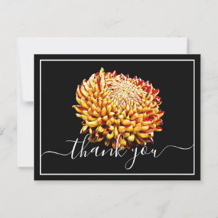 Carte Postale Beau Chrysanthème Jaune Et Rouge Merci