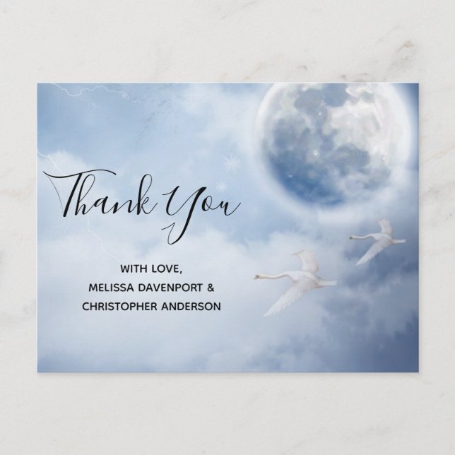 Carte Postale Beau ciel bleu avec cygnes volants (Devant)