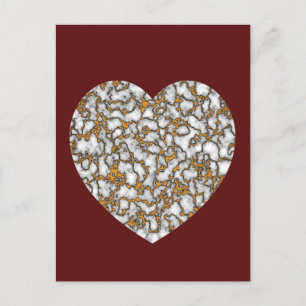 Carte Postale Beau coeur de texture de marbre blanc et or