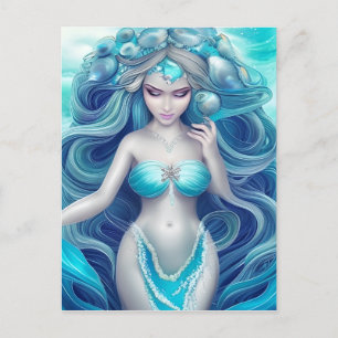 Carte Postale Beau Coquillage bleu Mermaid Graphique