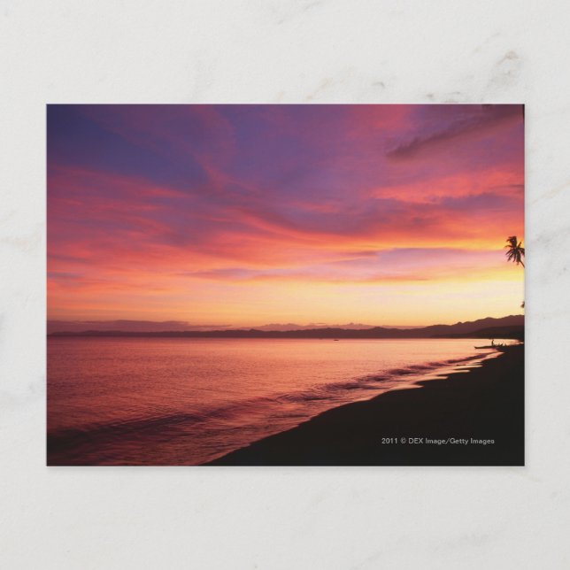Carte Postale Beau coucher de soleil sur la plage (Devant)
