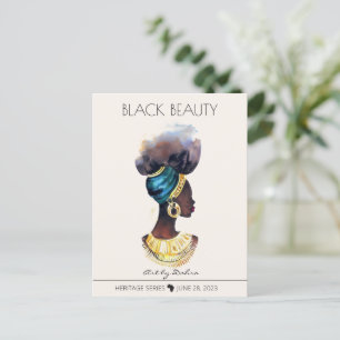 CARTE POSTALE BEAU COULEUR NOIR AFRICAIN REINE GRAND OR