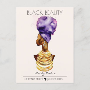 CARTE POSTALE BEAU COULEUR NOIR AFRICAIN REINE GRAND OR