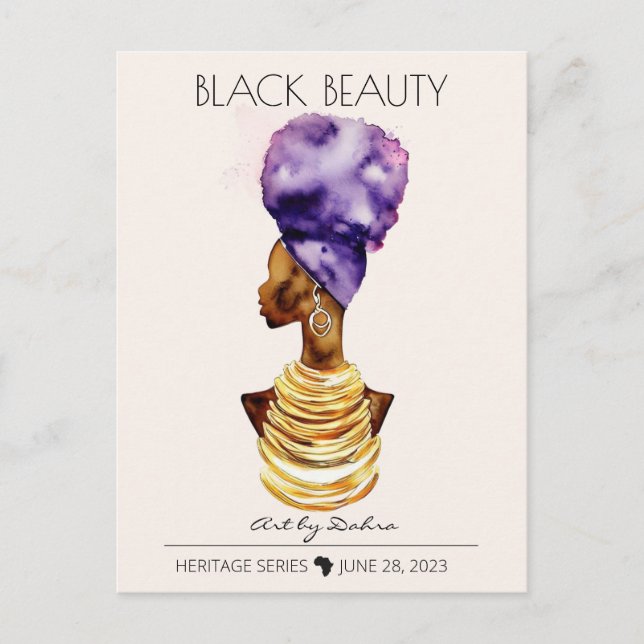 CARTE POSTALE BEAU COULEUR NOIR AFRICAIN REINE GRAND OR (Devant)