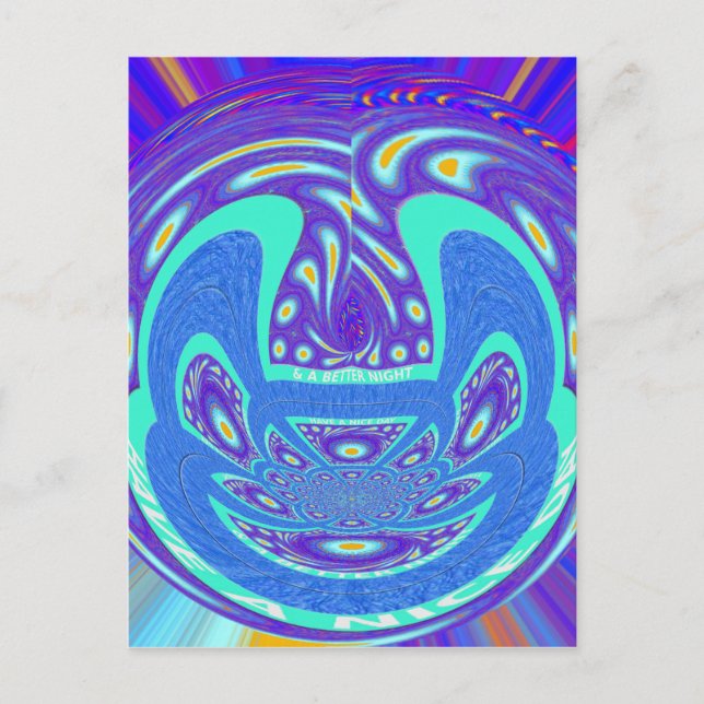Carte Postale Beau cyan bleu kaléidoscope vectoriel design (Devant)