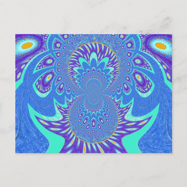 Carte Postale Beau cyan bleu kaléidoscope vectoriel design (Devant)