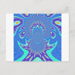 Carte Postale Beau Cyan bleu moderne batik Kaleidoscope Art