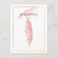Beau dessin au crayon rose plumes Anniversaire