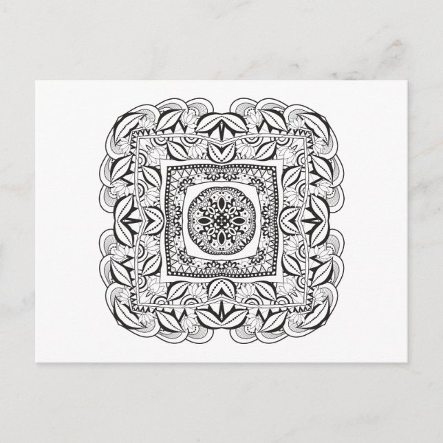 Carte Postale Beau Doodle Carré décoratif (Devant)