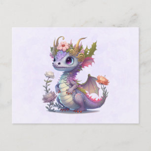 Carte Postale Beau Dragon avec Couronne élégante