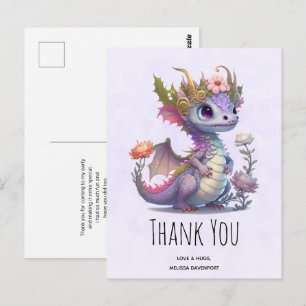 Carte Postale Beau Dragon avec élégant Merci de la Couronne
