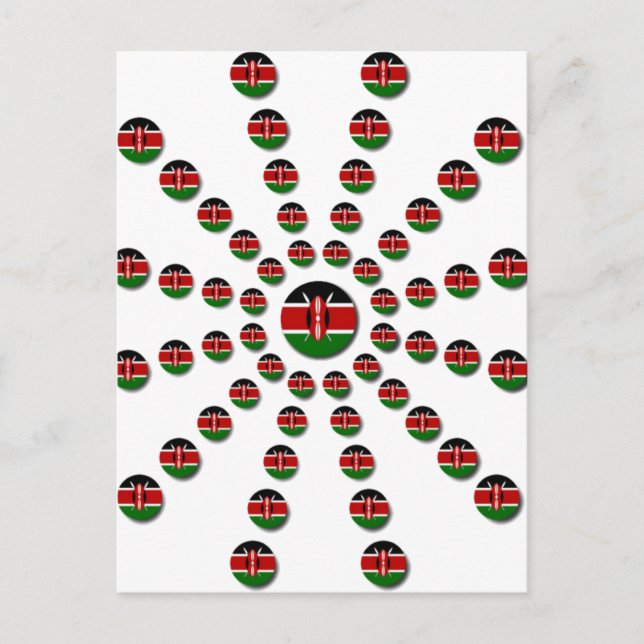 Carte Postale Beau Drapeau circulaire kenyan : Un design radial (Devant)