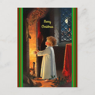 Carte Postale Beau enfant de Noël en feu Lumière