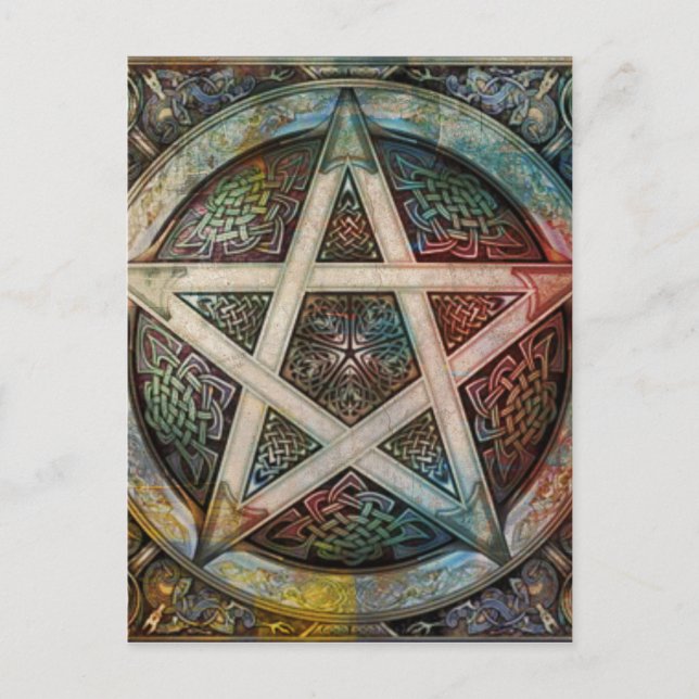 Carte Postale Beau Et Coloré Pagan Pentacle (Devant)