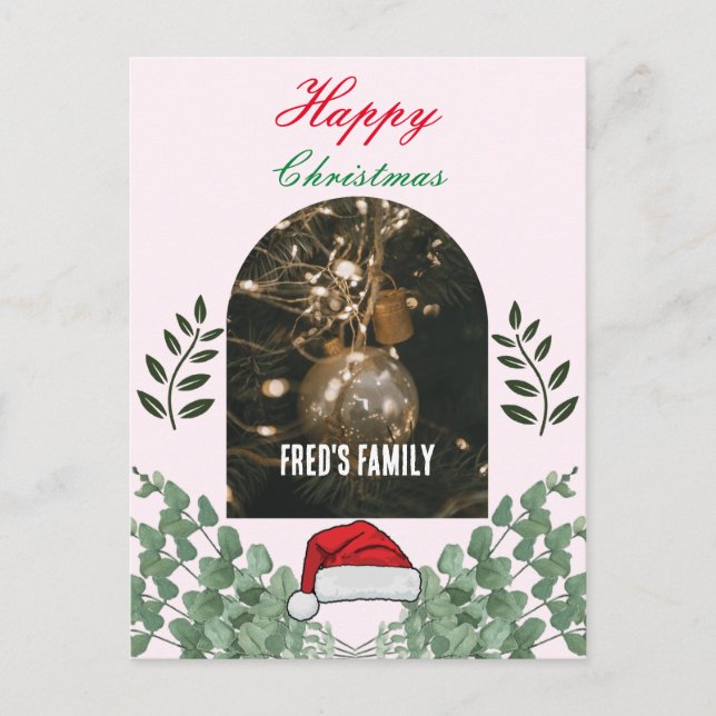 Carte Postale Beau Foliage arche photo joyeux noël rose (Devant)