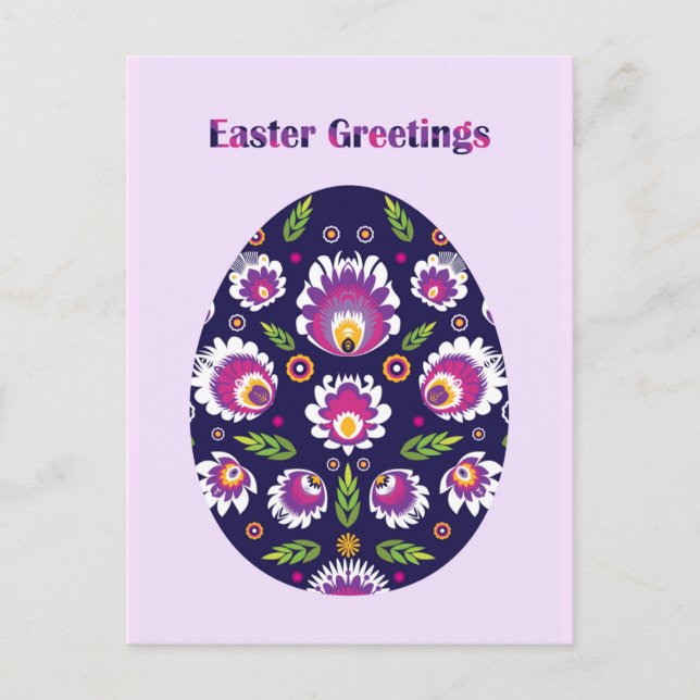 Carte Postale Beau Folklore Purple Pysanka Oeuf de Pâques (Devant)