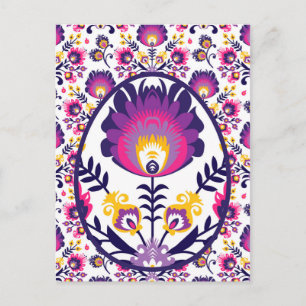Carte Postale 🌹 Beau Folklore Purple Pysanka Oeuf de Pâques