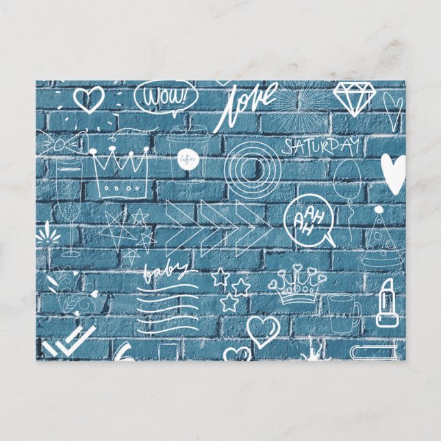 Carte Postale Beau Graffiti Art sur Wall Green Calligraphy (Devant)