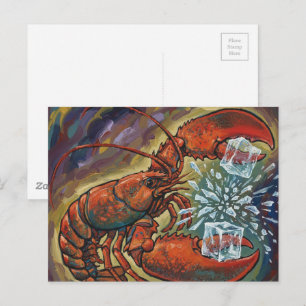 Carte Postale Beau homard sauvage du Maine brisant des glaçons