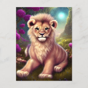 Carte Postale Beau Imaginaire Cute Kawaii Lion Cub