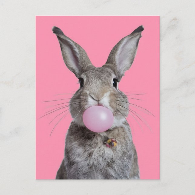 Carte Postale Beau Imaginaire Lapin Chewing Bubble Gum (Devant)