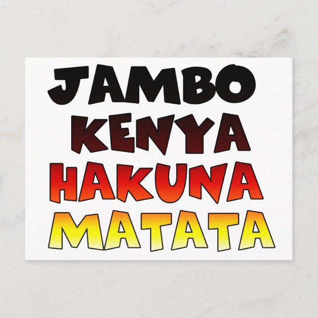 Carte Postale Beau Jambo Kenya Hakuna Matata Beau Art (Devant)