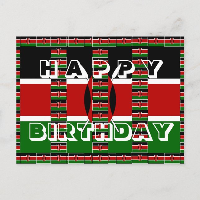 Carte Postale Beau Joyeux Anniversaire Noir rouge vert blanc (Devant)
