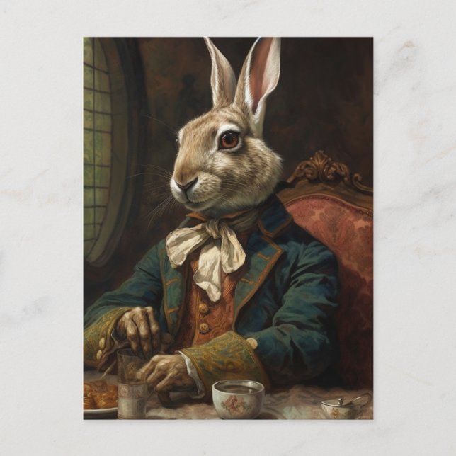 Carte Postale Beau lapin en costume (Devant)