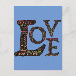 Carte Postale Beau LOVE WordArt - Diffuser l'amour et la compass