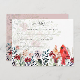 Carte Postale Beau Mariage ROUGE CARDINAL Oiseaux
