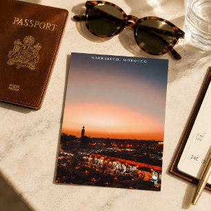 Carte Postale Beau Marrakech Rouge Medina Coucher de soleil