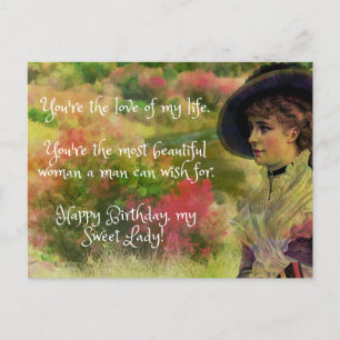 Carte Postale Beau message mari à la femme Joyeux anniversaire
