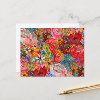 Carte Postale Beau motif floral Abstrait coloré brillant
