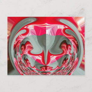 Carte Postale beau motif géométrique gris cendré rouge design AR