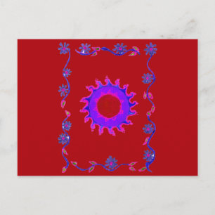 Carte Postale Beau Motif Indien Extraordinaire Mehndi Maroon Art