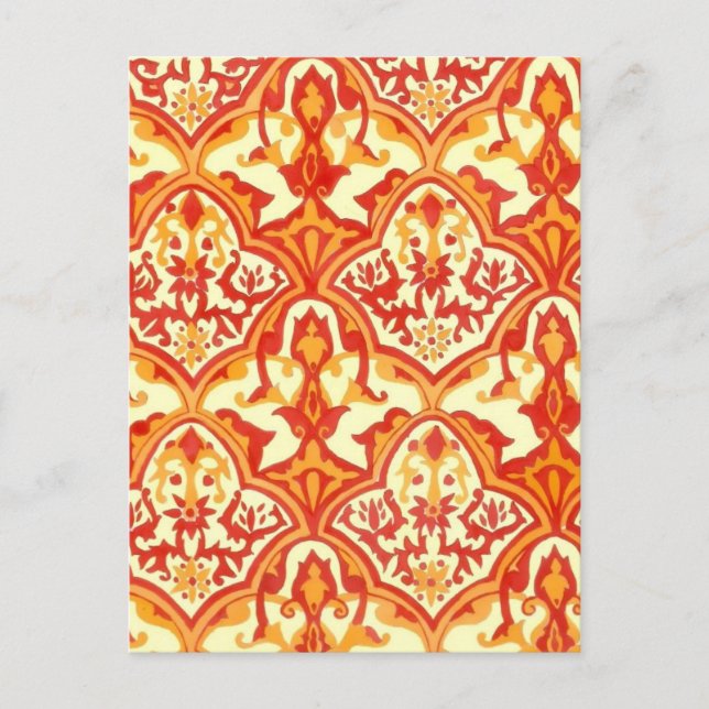 CARTE POSTALE BEAU MOTIF - ROUGE & ORANGE (Devant)